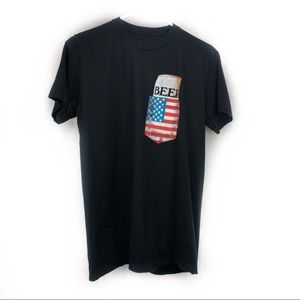 Beer Can graphic black t-shirt Men’s Medium Merica